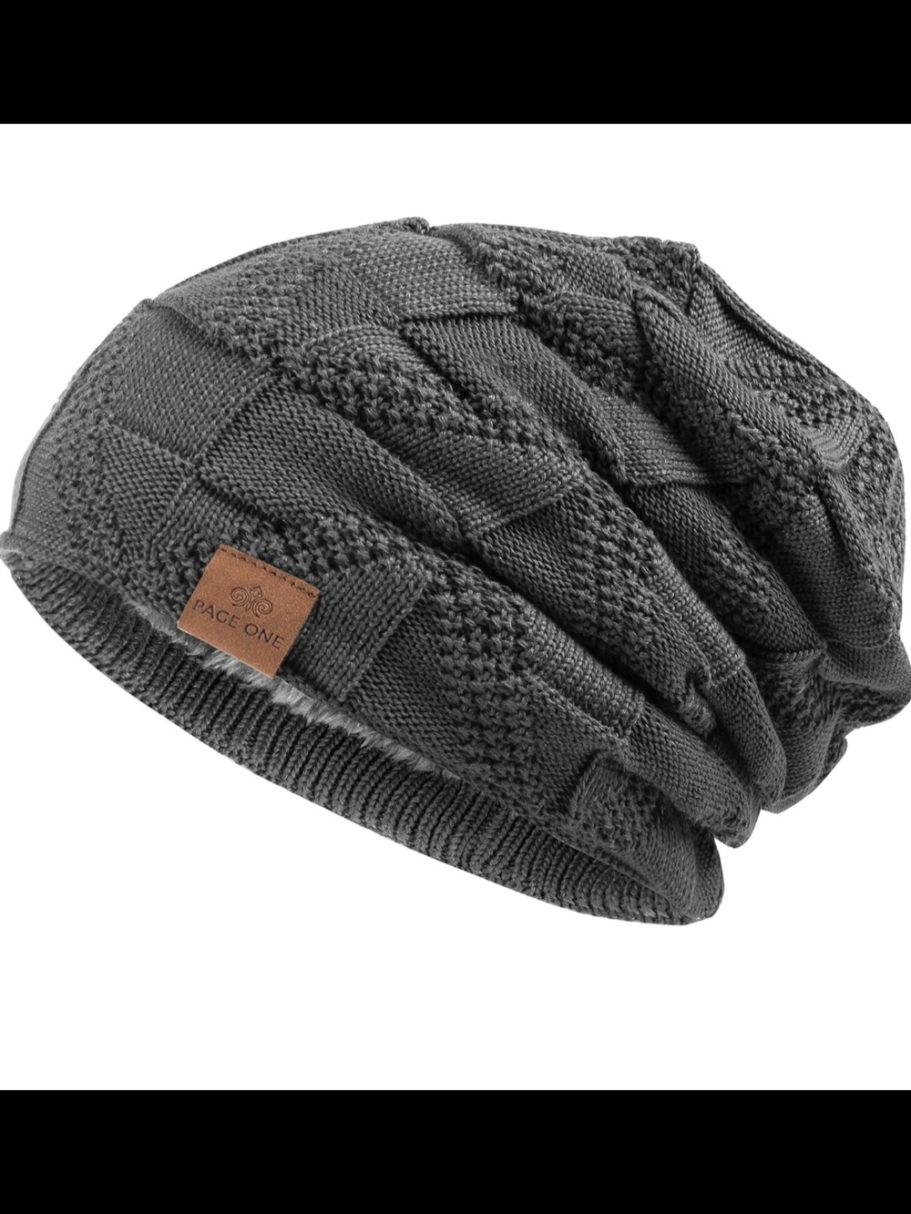 Pace One Knit Slouch Beanie in Charcoal Gray
